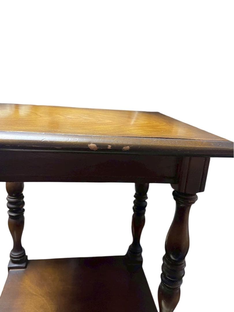 時をかける電話台　アンティーク 木製飾り棚