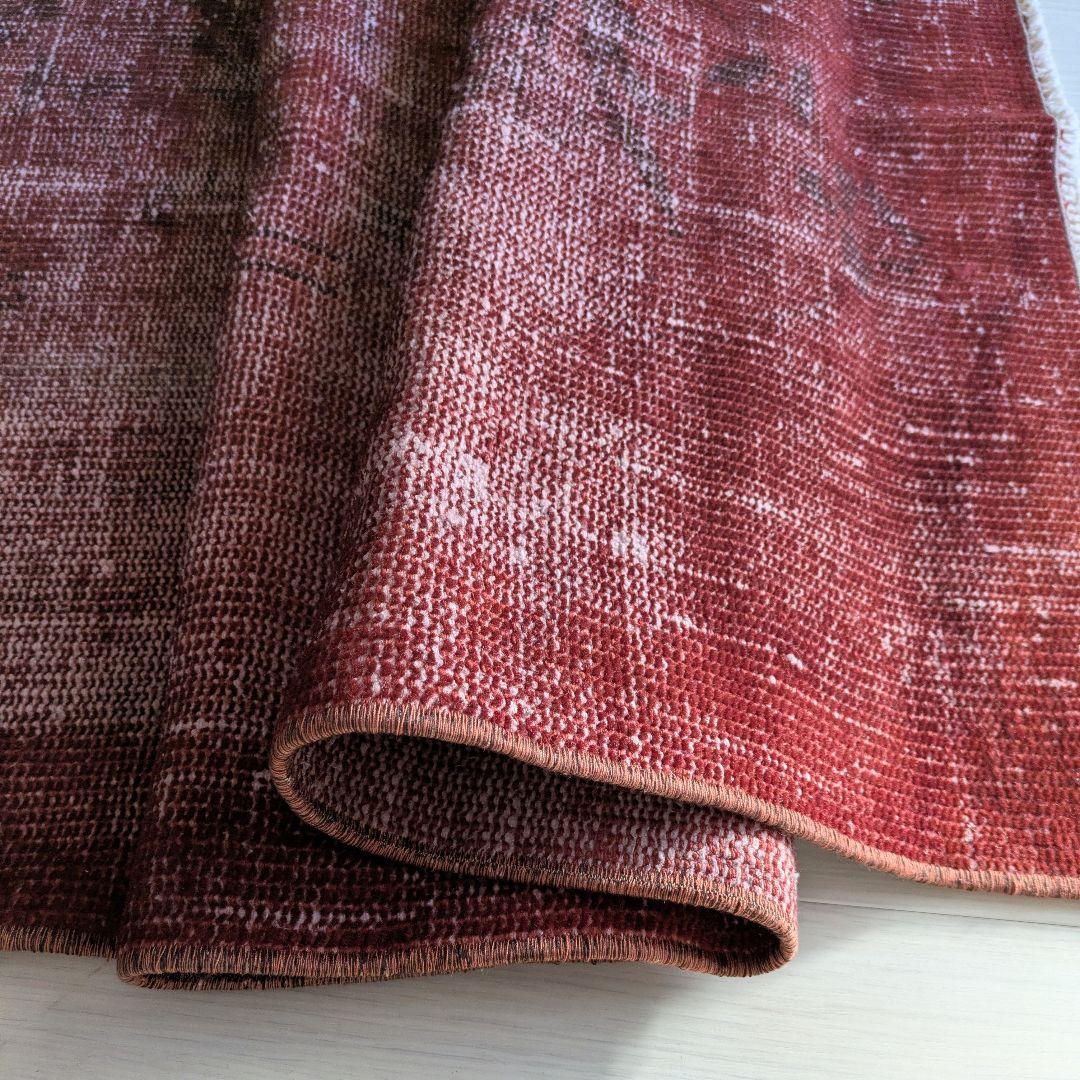 93×207 オーバーダイ深い赤　トルコヴィンテージラグ
