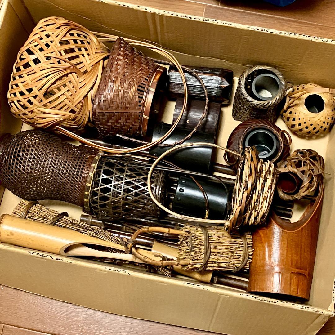 花籠 竹籠 華道 花器 生け花 レトロ 工芸品 茶道 竹細工 花道 和風