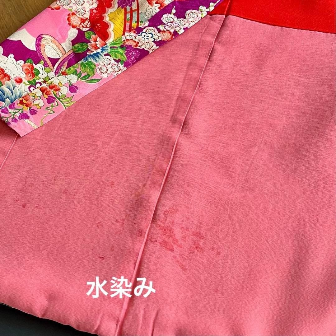 正絹 アンティーク着物 七五三 ◇赤紫色 糸巻き 薬玉 古典柄