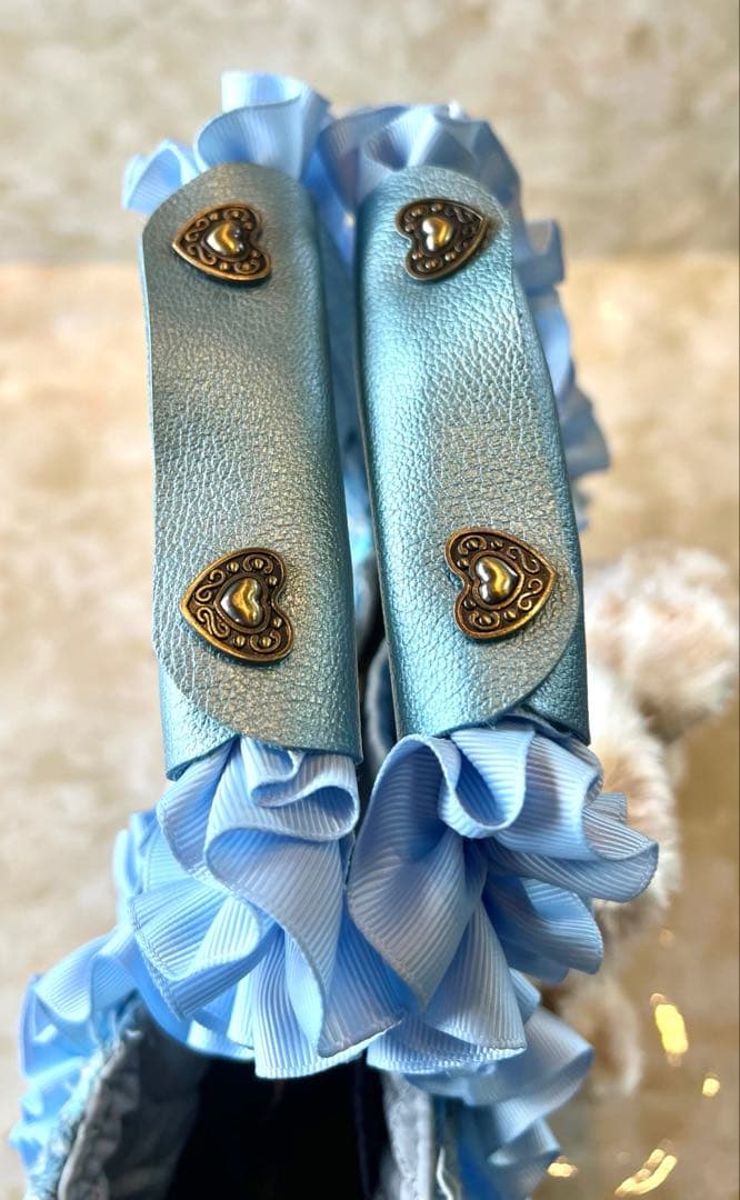 コヤンイサムチョン　フリンジデニム/スパンコールレースデニム　フリル持ち手バッグ