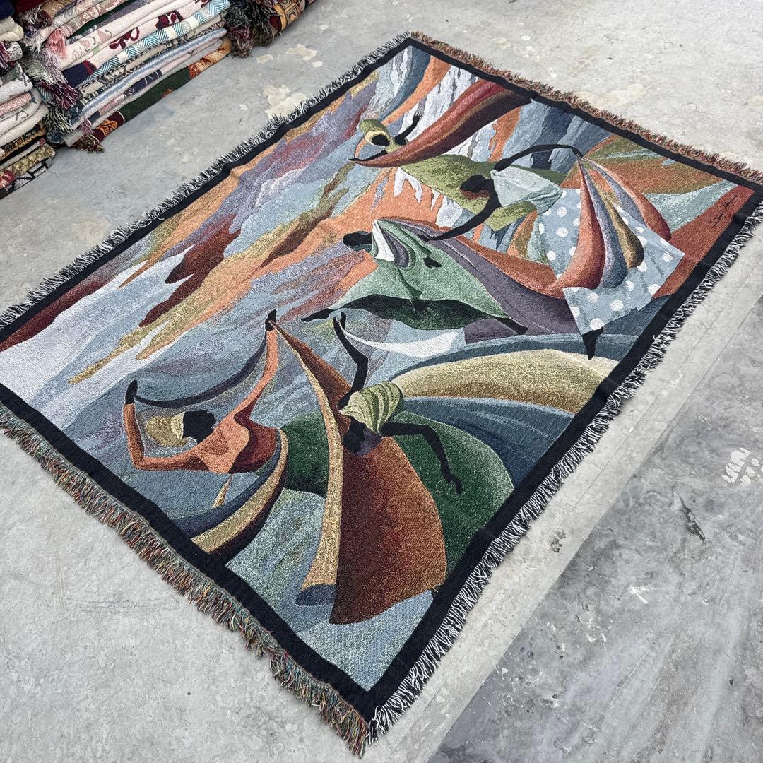 アート　マルチカバー　ソファーカバー　ヴィンテージラグ　125x172