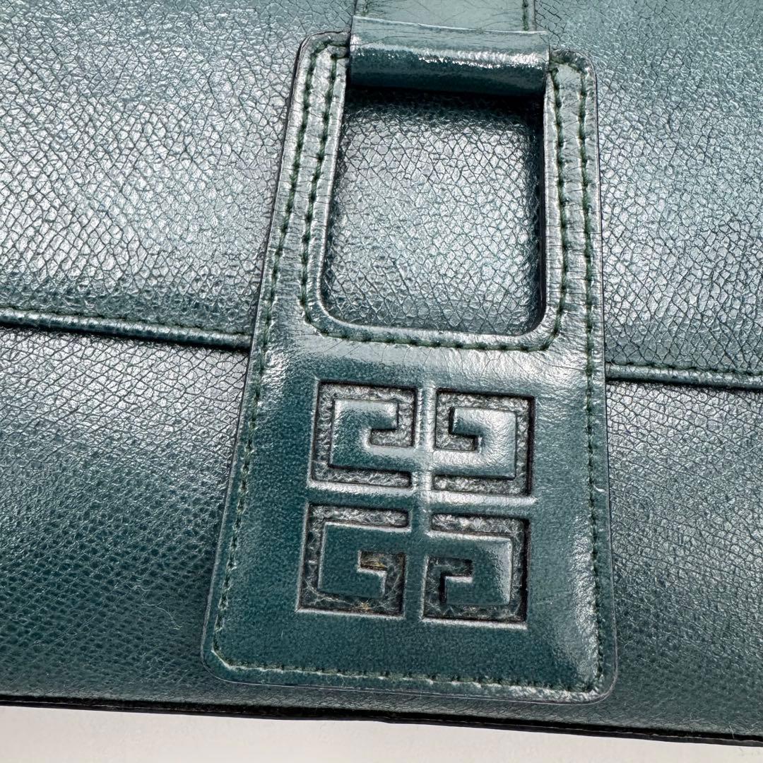 ジバンシー 4Gロゴ レザー ハンドバッグ ショルダーバッグ 肩掛け 濃緑