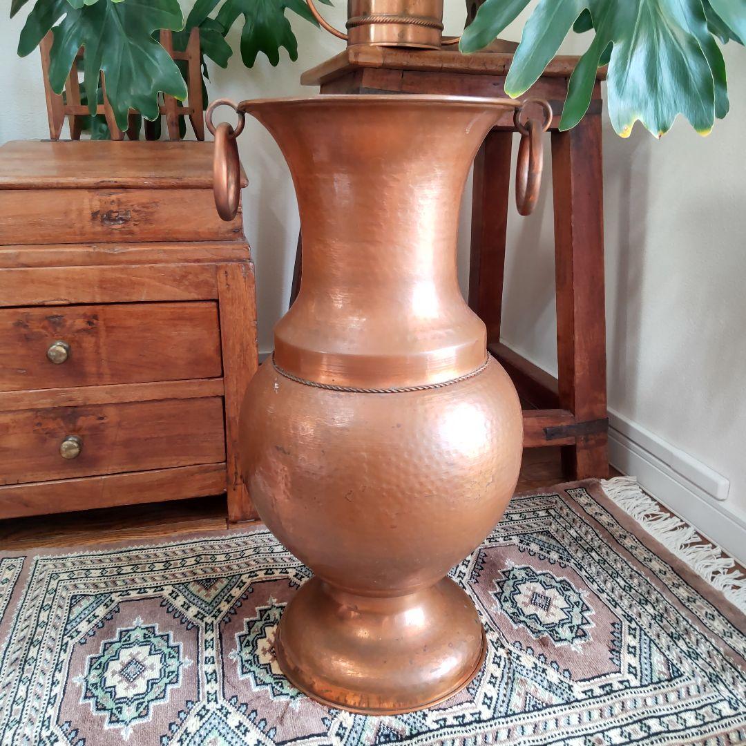 【銅の大きな花瓶】イタリア製　傘立て　ヴィンテージ　花びん　コッパー