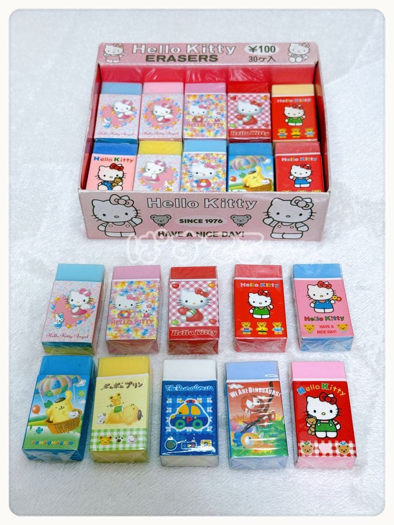 平成レトロ　サンリオ　ハローキティ　バッドばつ丸　ポムポムプリン　消しゴム
