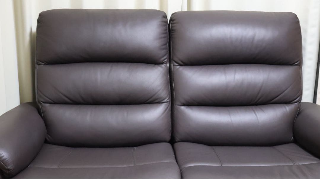【美品】2人掛け電動リクライニングソファ　Nビリーバ　ダークブラウン　革