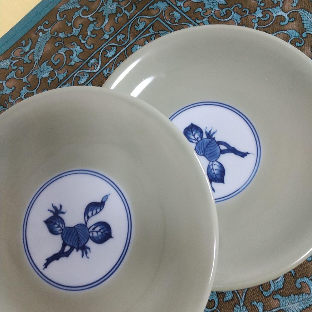 源右衛門窯⭐️青磁木ノ葉文のソーサー3枚組