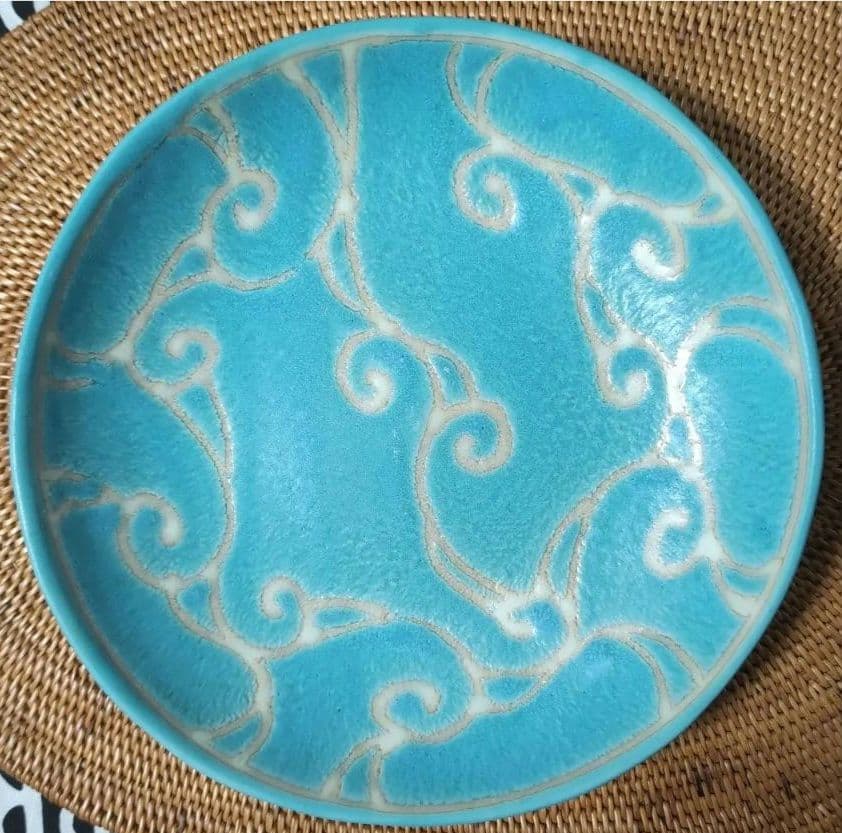 陶器、食器セット、プレート、ブルー