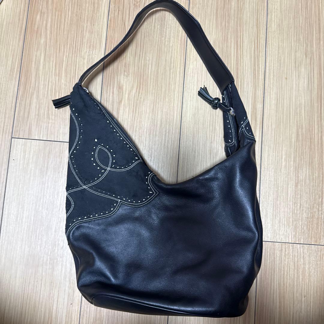 ロエベ ヴィンテージ ショルダーバッグ スエード × レザー