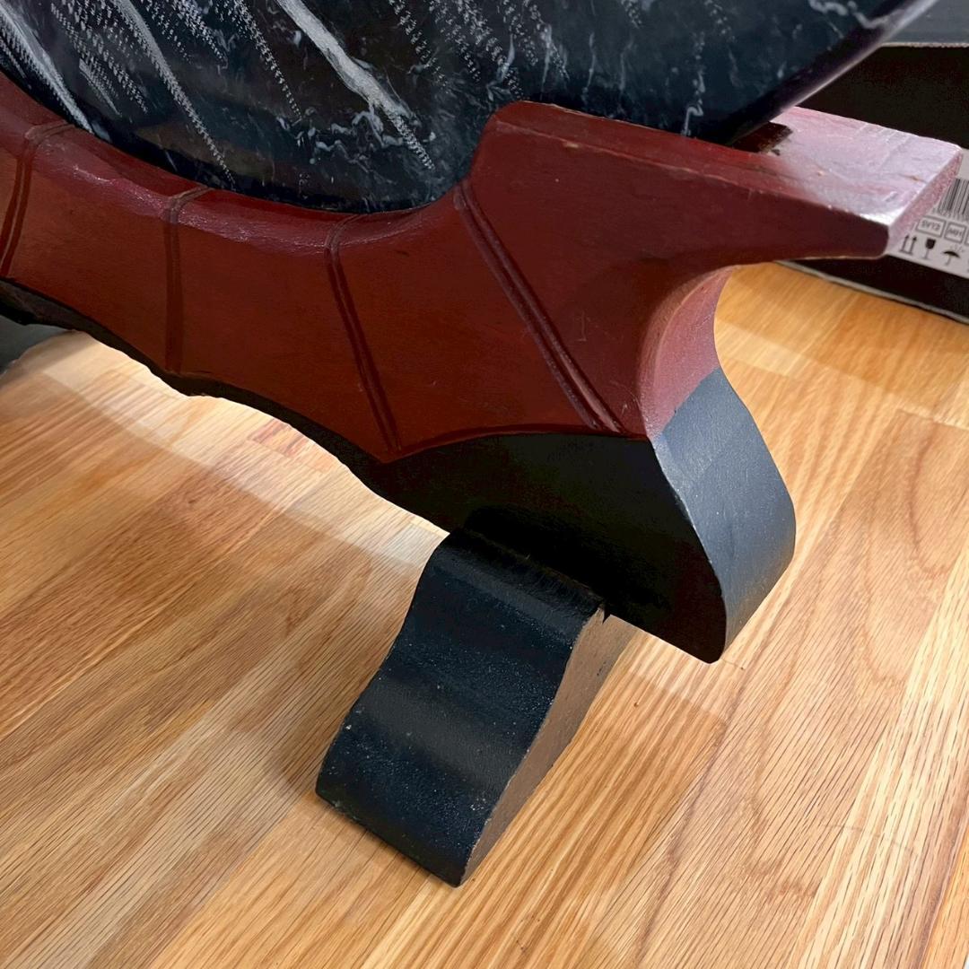 大理石 安天下 丸型 石版 彫刻 虎 竹林 大理石 骨董 中国美術 ヴィンテージ