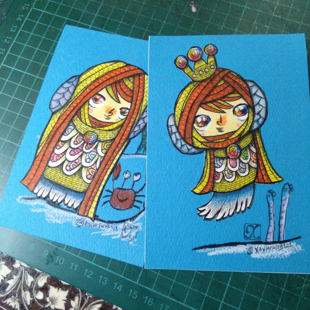 【ザビちゃん】【原画肉筆】疫病退散・アマビエさま