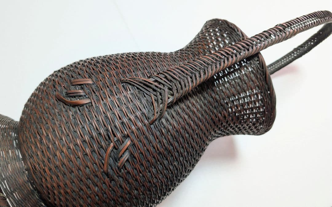 竹良作 花籠 竹籠 竹筒 古竹 華道具 細密 作家物 古美術