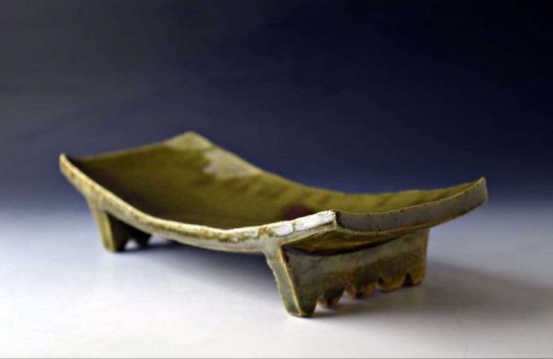 織部 足付 長角皿 魯山人