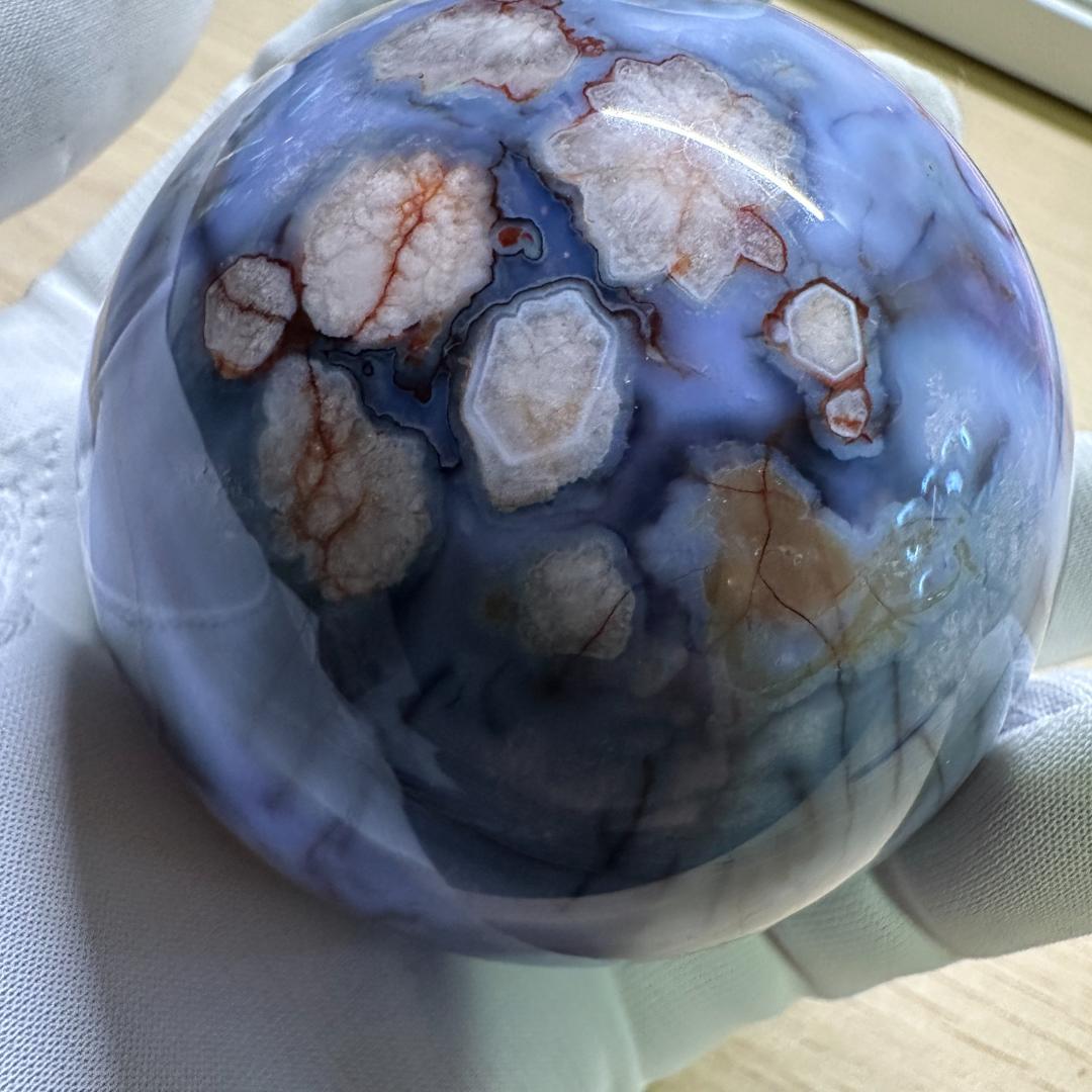 ★パープル桜瑪瑙 スフィア 丸玉 天然石 パワーストーン 癒し チェリーアゲート