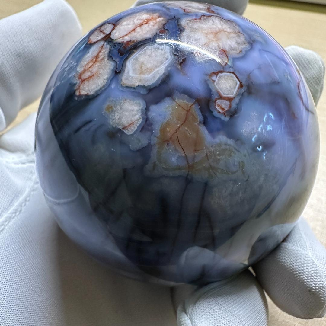 ★パープル桜瑪瑙 スフィア 丸玉 天然石 パワーストーン 癒し チェリーアゲート