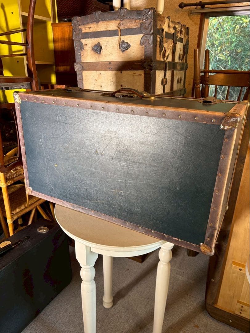 1950-60s アメリカ製 大型スチーマートランク 実使用タグ付　鍵付き
