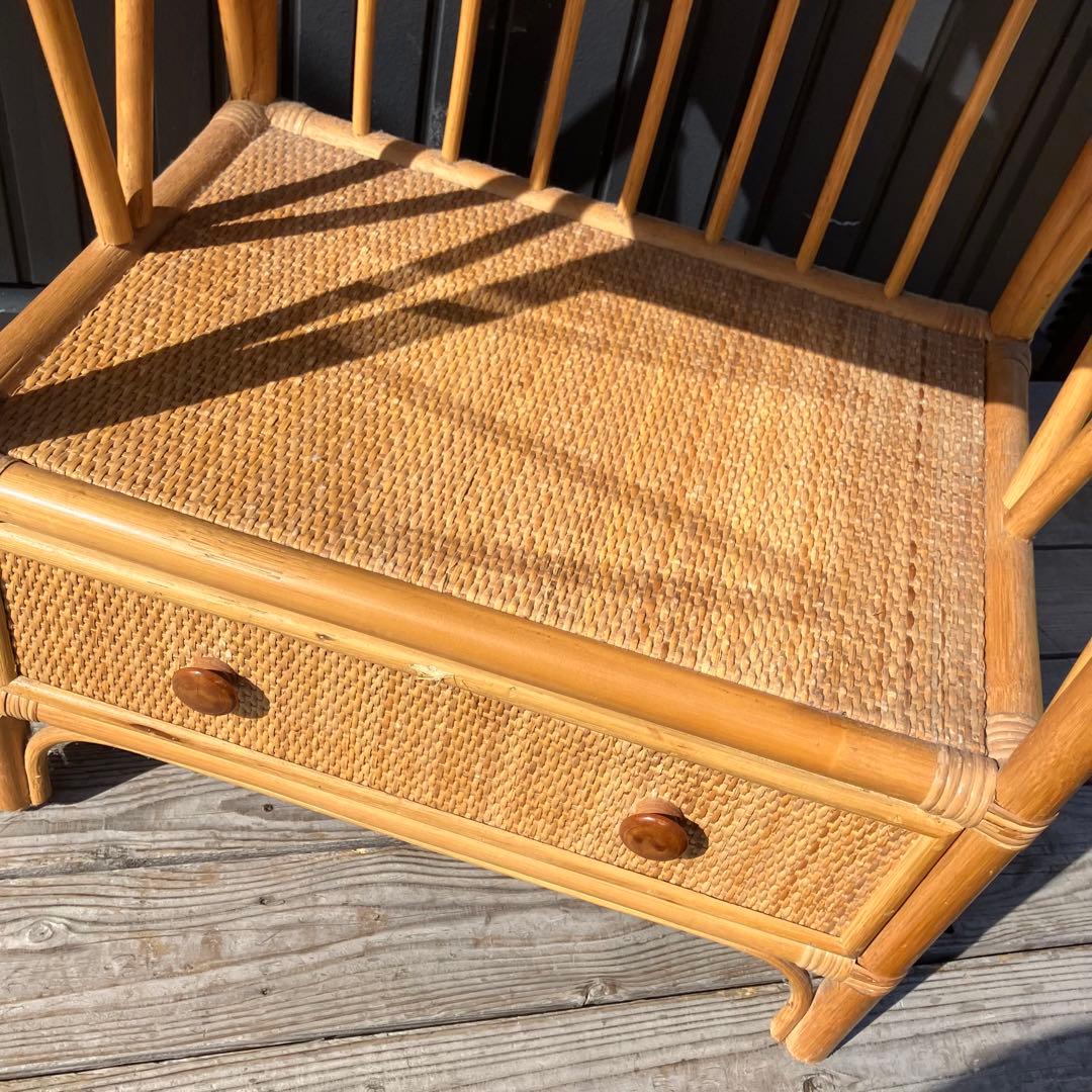 昭和レトロ 古家具 ラタンラック シェルフ 飾り棚 ディスプレイラック オープン