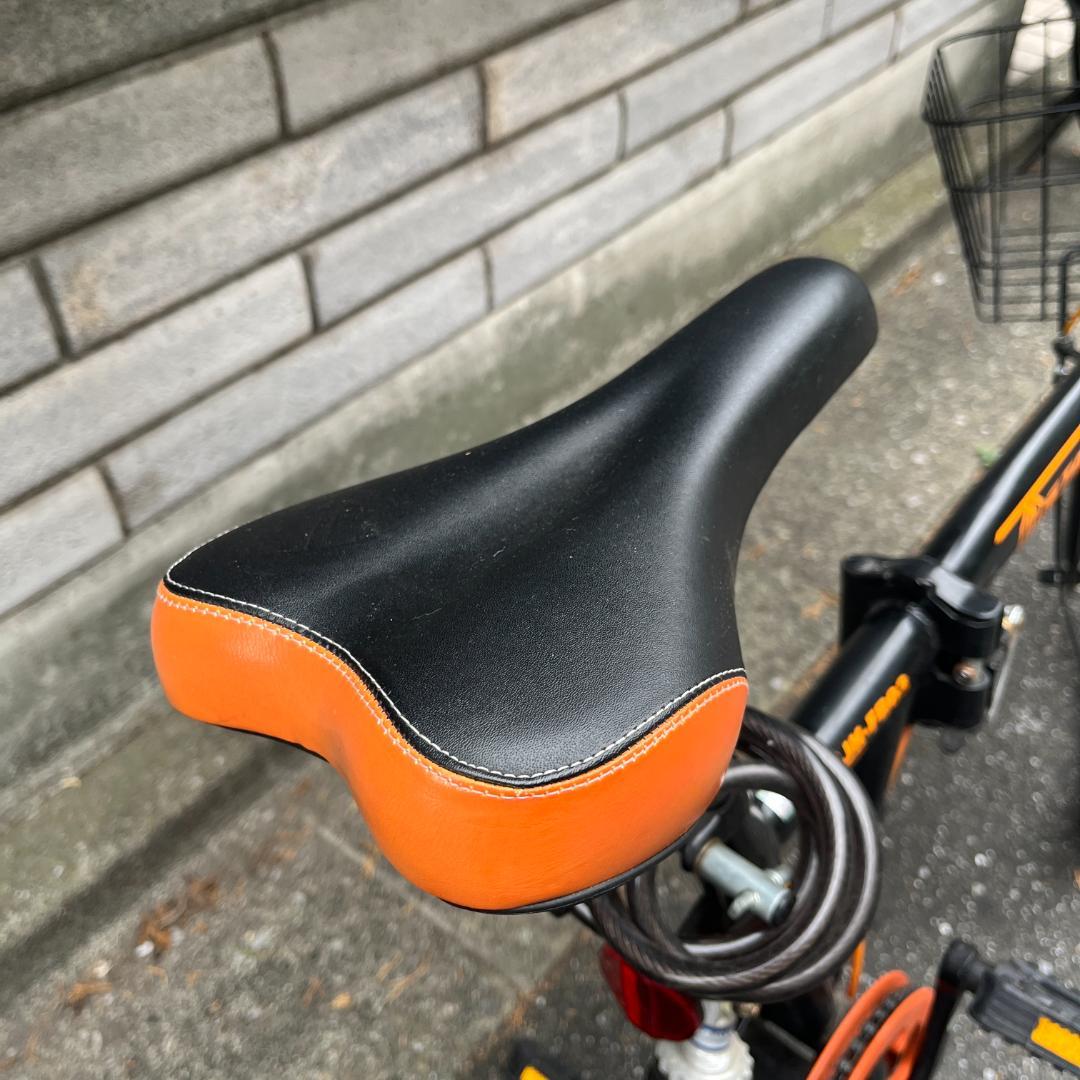 折りたたみ自転車、20インチ、黒とオレンジ色/ ピックアップのみ