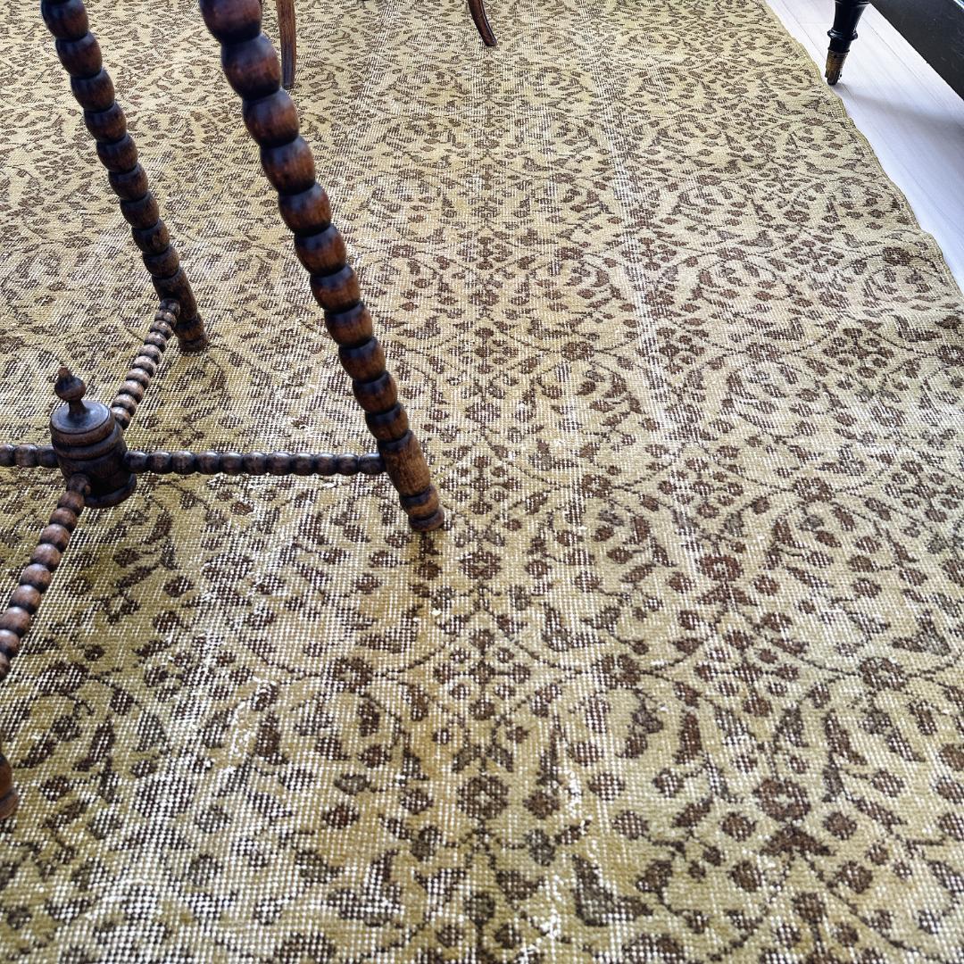 トルコ ヴィンテージラグ A125超大判 オリーブ カーキグリーン オーバーダイ