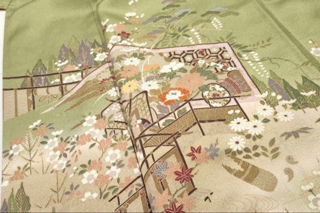 新春特別価格❗️3000円引き♦️4点フルセット　正絹訪問着　袋帯　帯揚げ　帯締め