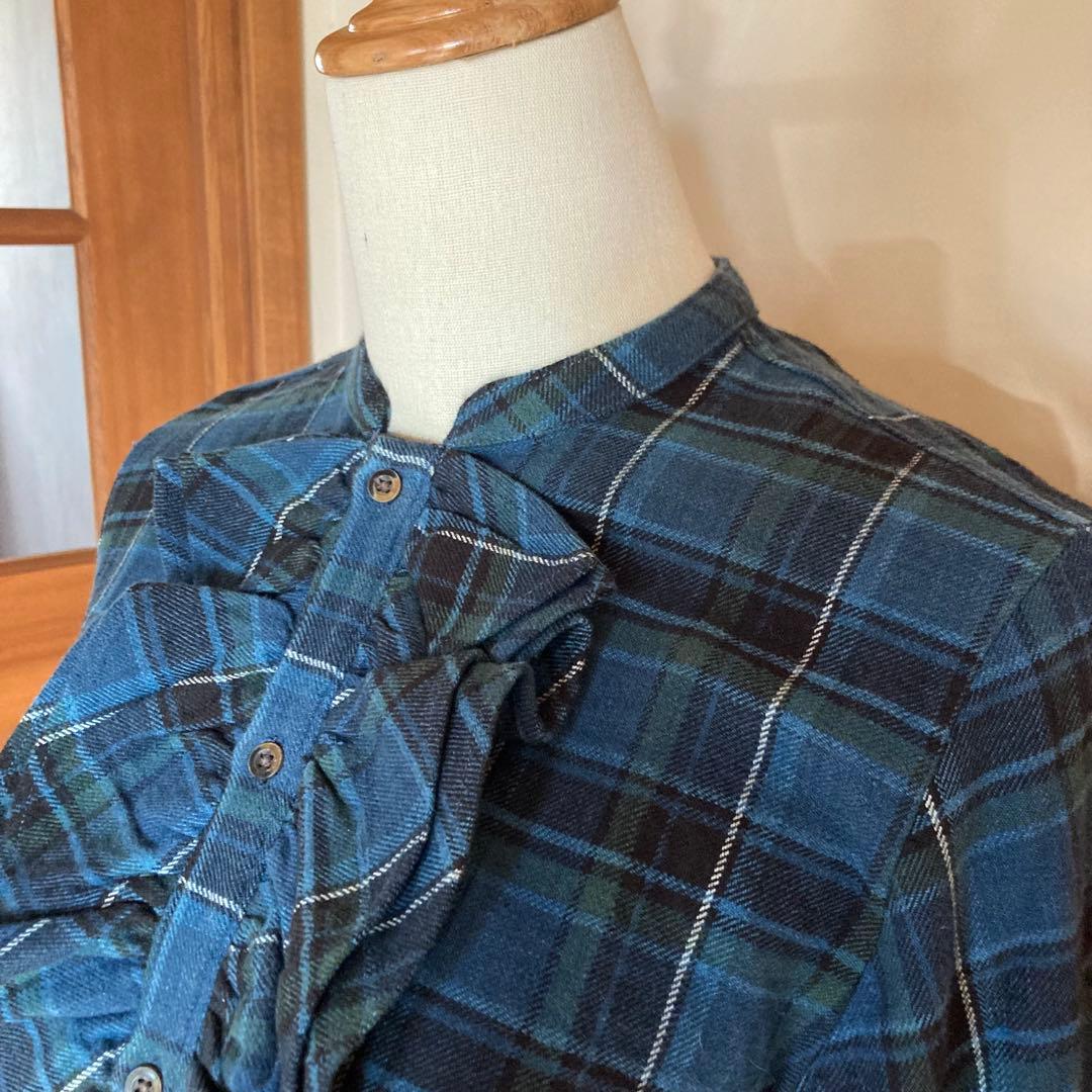 45R フォーティーファイブアール　フリル　ブラウス　チェック柄 サイズ2