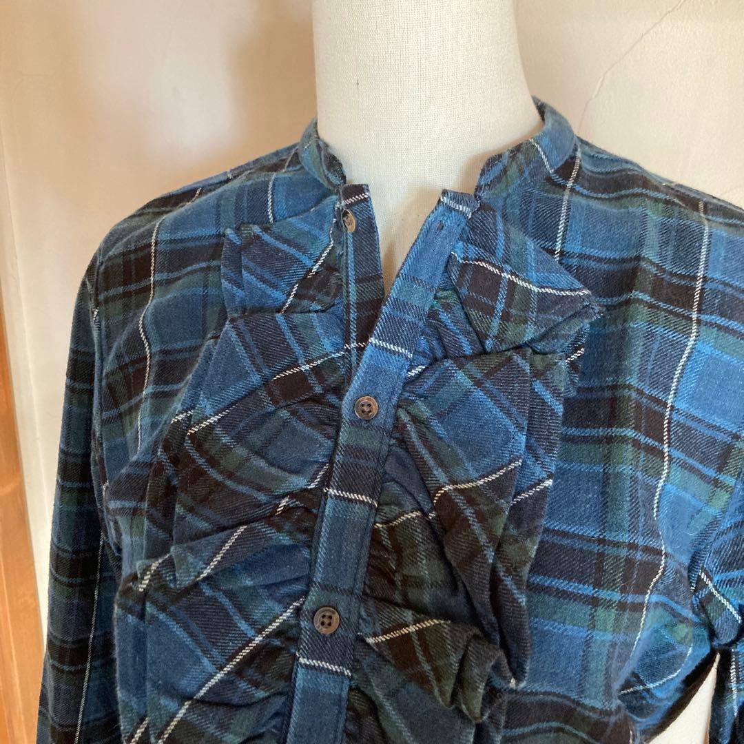 45R フォーティーファイブアール　フリル　ブラウス　チェック柄 サイズ2