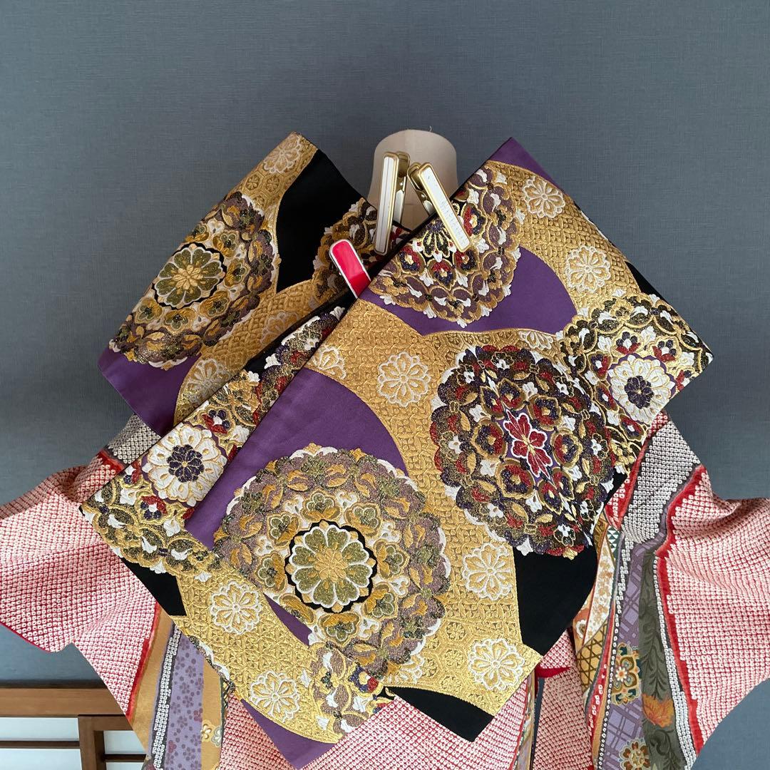 振袖フルセット　のしめ絞り柄　成人式振袖　振袖　裄丈69 ますいわ屋謹製