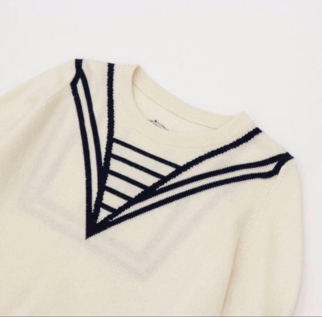 ミ*ク様 ルシアンペラフィネ セーラーカラーだまし絵 スカル　カシミヤクルーネッ