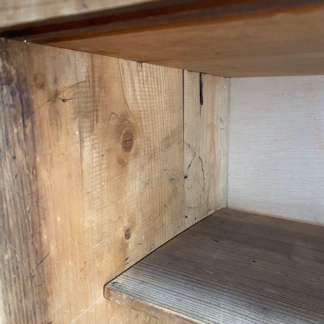 アンティーク チェスト 棚 食器棚 本棚 無塗装 z843