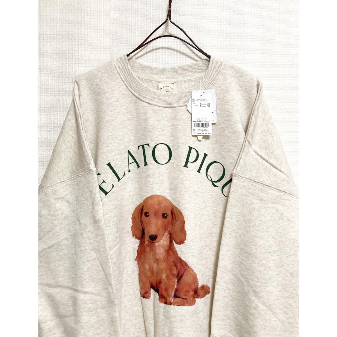 gelato pique 新品 DOG柄 ワンポイント 裏毛プルオーバー