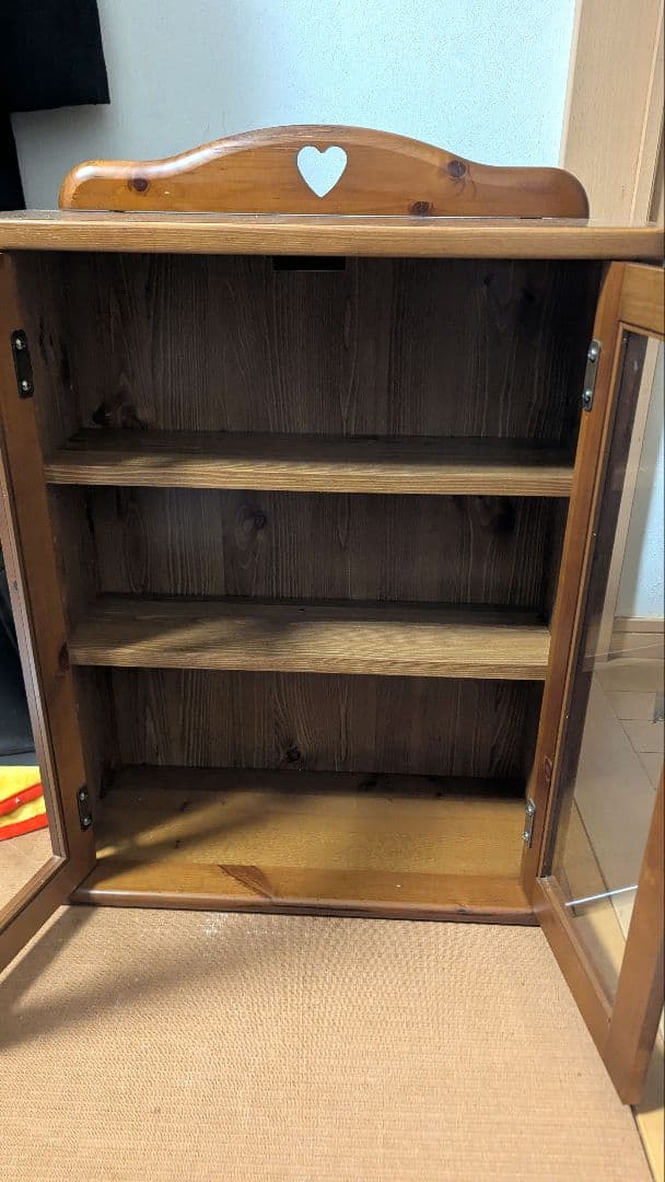 カントリー調　木製ガラス扉 キャビネット　レトロ　アンティーク