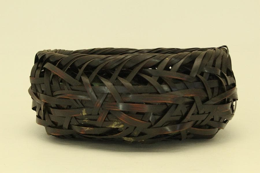 茶道具 竹網 籠 炭斗 時代物(ZE706)