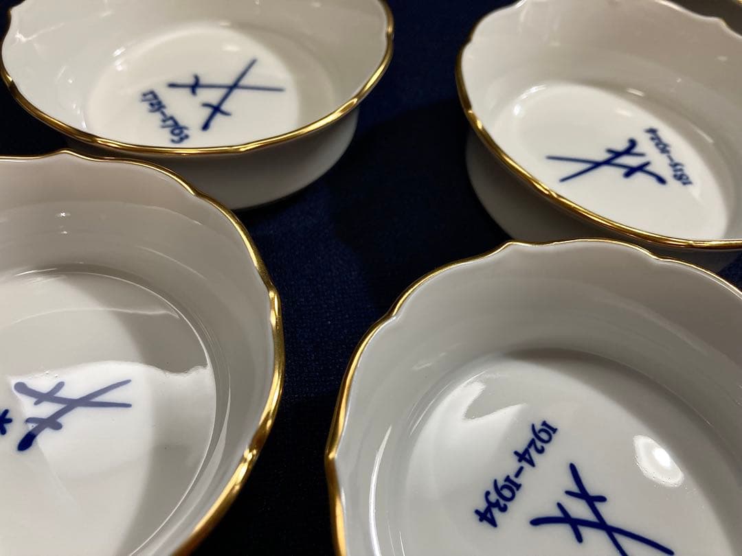 マイセン 歴代 双剣マーク 金彩小皿 /アクアティンタ　ミニトレイ　6枚セット‼️