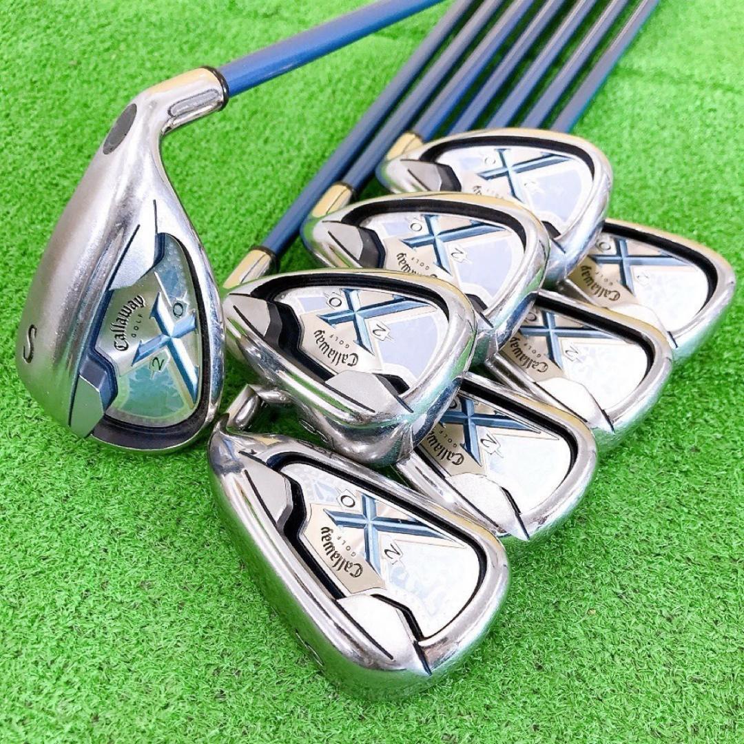 テ17★キャロウェイ X-20 豪華8本レディースアイアンセットL ライトブルー