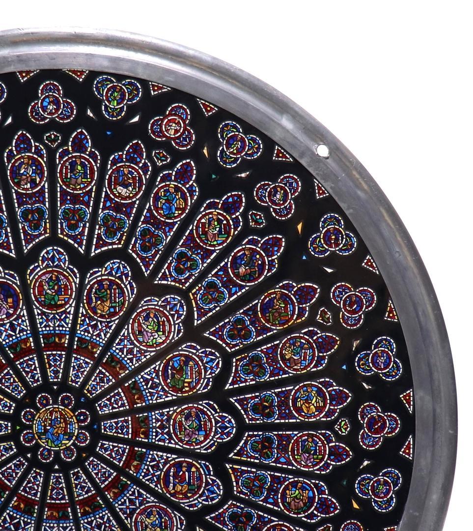 ノートルダム大聖堂 ラージサイズ ヴィンテージ ステンドグラス 北のバラ窓 教会