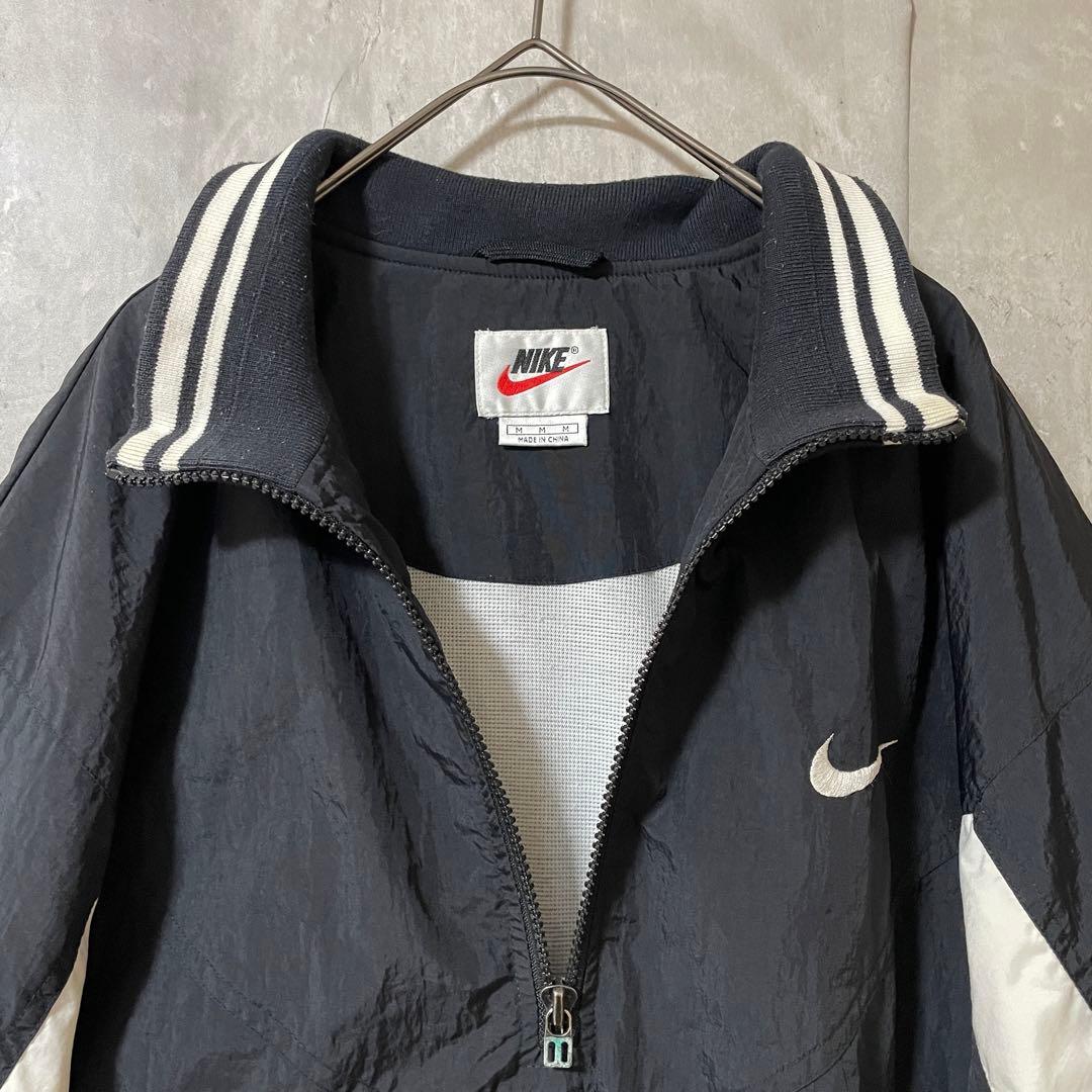 NIKEナイキナイロントラックジャケットハーフジップ黒ブラック刺繍ロゴ希少90s