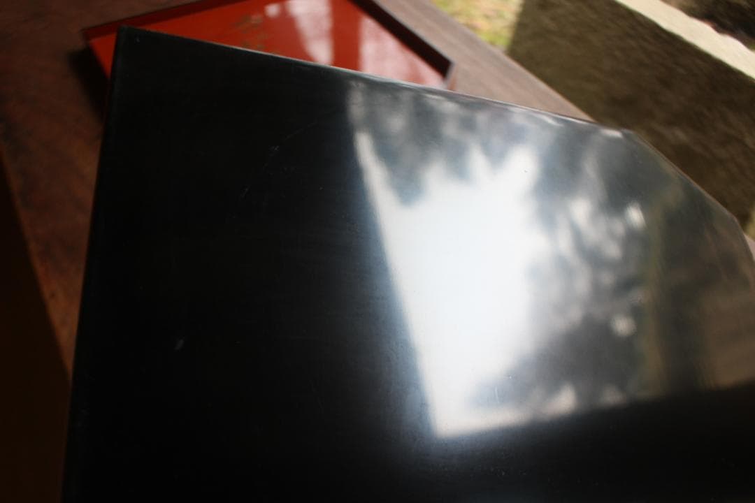 傷有参考品！時代朱漆に風情ある草花絵の映える折敷2点（検輪島塗京塗懐石膳お膳お盆