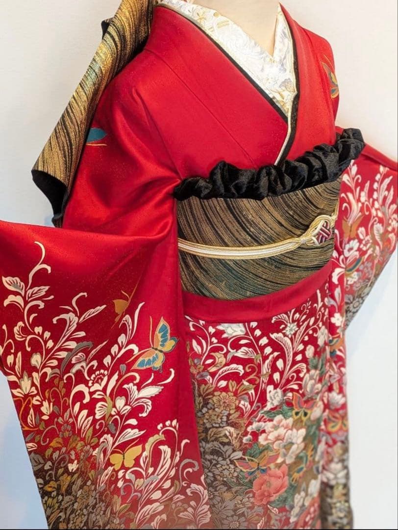 振袖フルセット身丈167裄69 後藤久美子ブランド 金銀彩 赤逸品 成人式卒業式