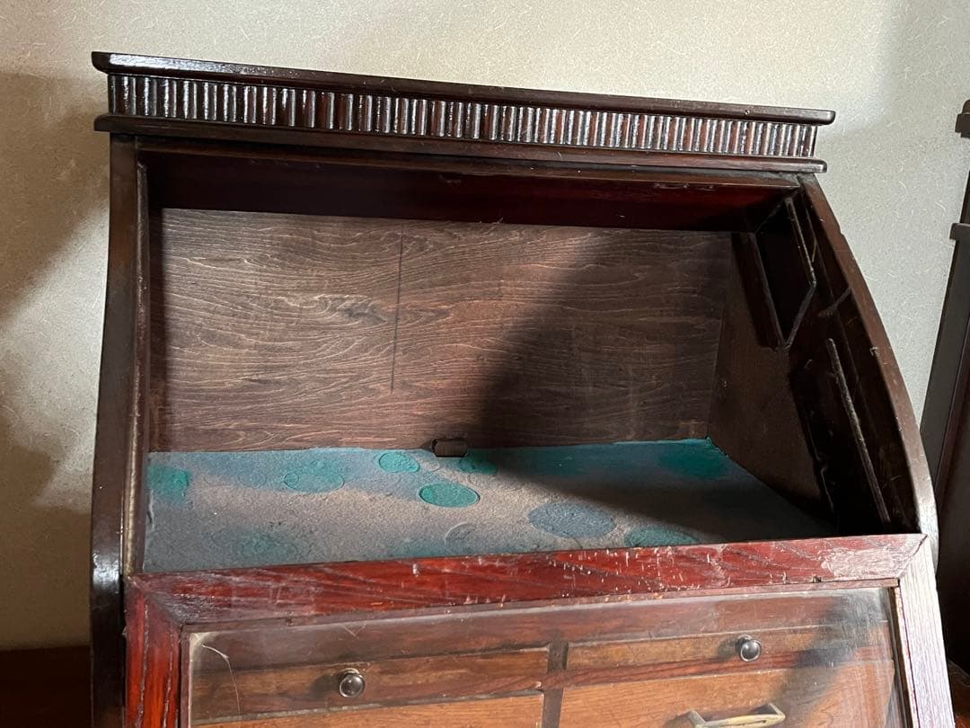 アンティーク ガラス扉 木製 飾り棚 眼鏡屋 ショーケース 骨董 キャビネット