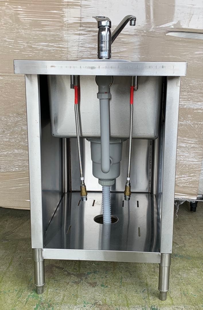 フジマック ステンレス製片扉付1槽シンク KAKUDAI 混合水栓付 ➁