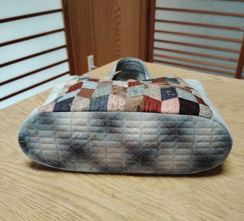 ダイヤモンド柄の手提げバッグ トートバッグ ハンドメイド キルトパーティ