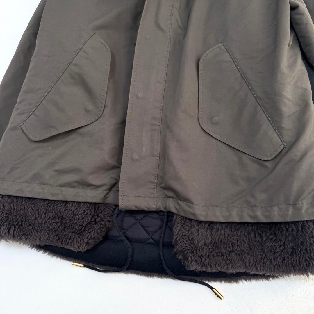 【ザ・リラクス】ショートモッズコート　ボアライナー付き　カーキ　Sサイズ