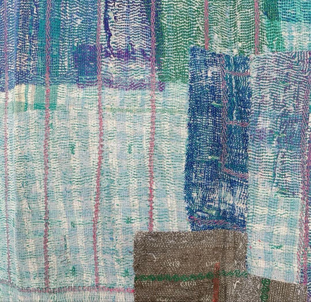 インド製ヴィンテージカンタ38 ラリーキルト ブルー グリーン オレンジ