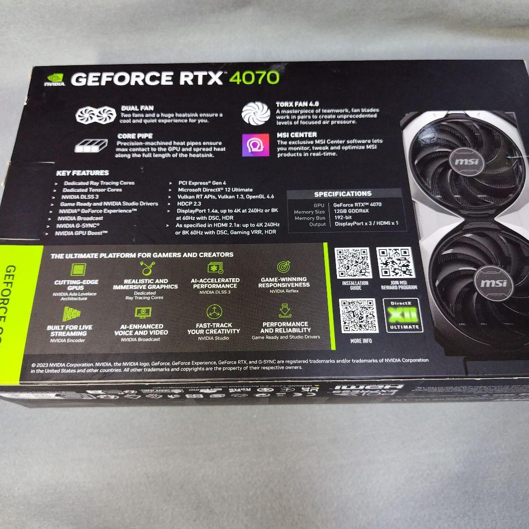 GeForce RTX 4070 VENTUS 2X 12G OC(正常動作品)