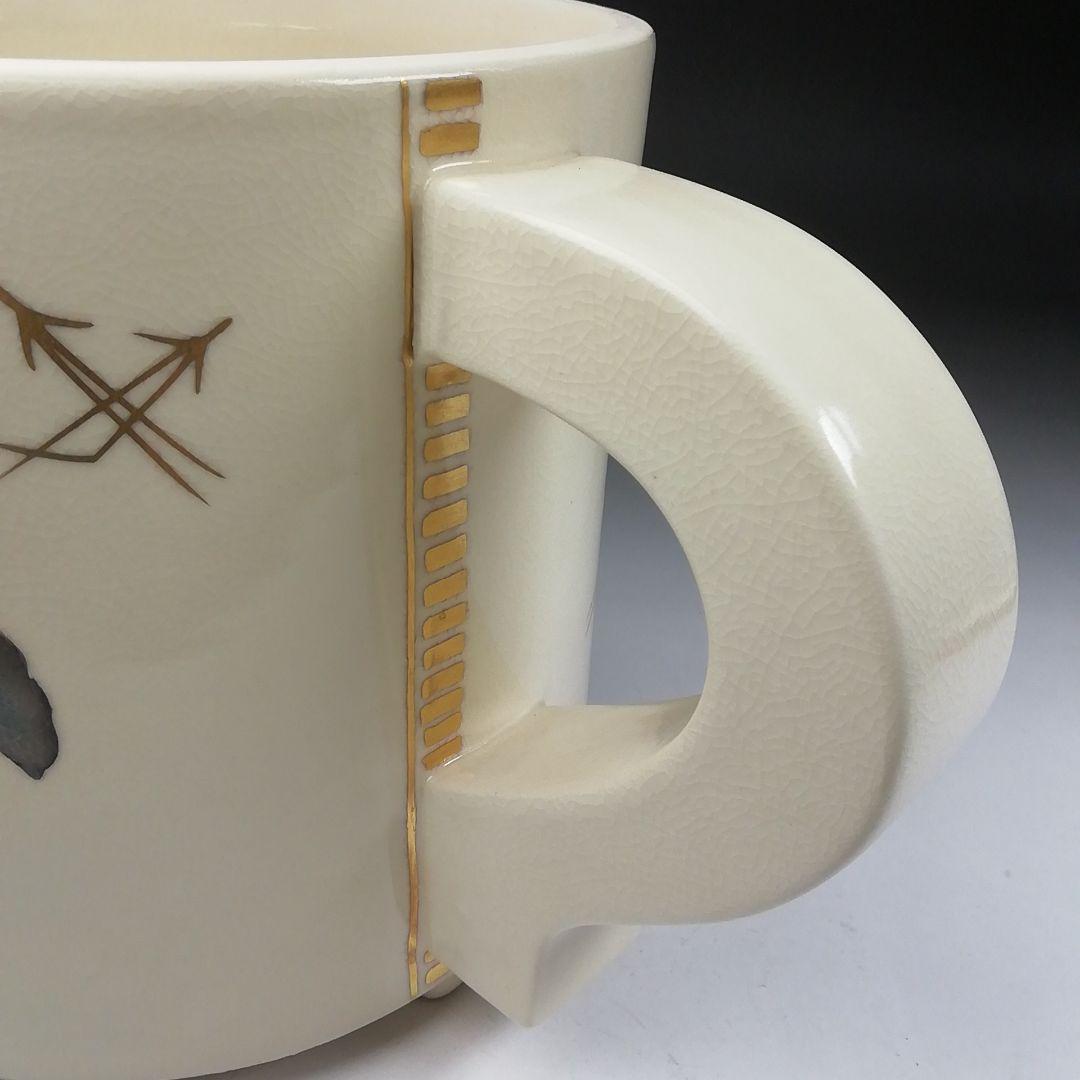 Ｔ７３８　水次　『色絵　銀杏文』『鳴滝窯　橋本城岳 造』　共箱　茶道具