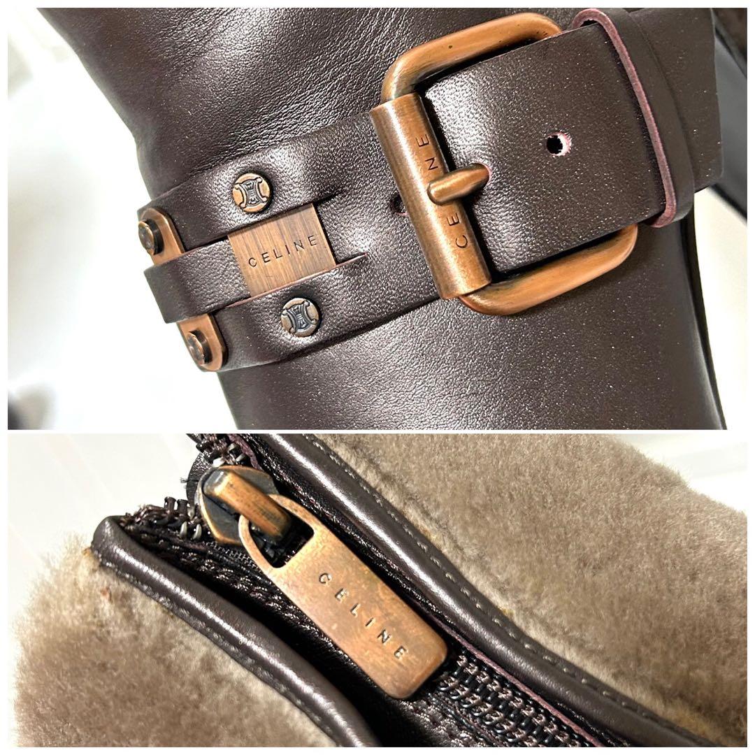 美品 CELINE スエード レザー ファー ロングブーツ 2way 36.5