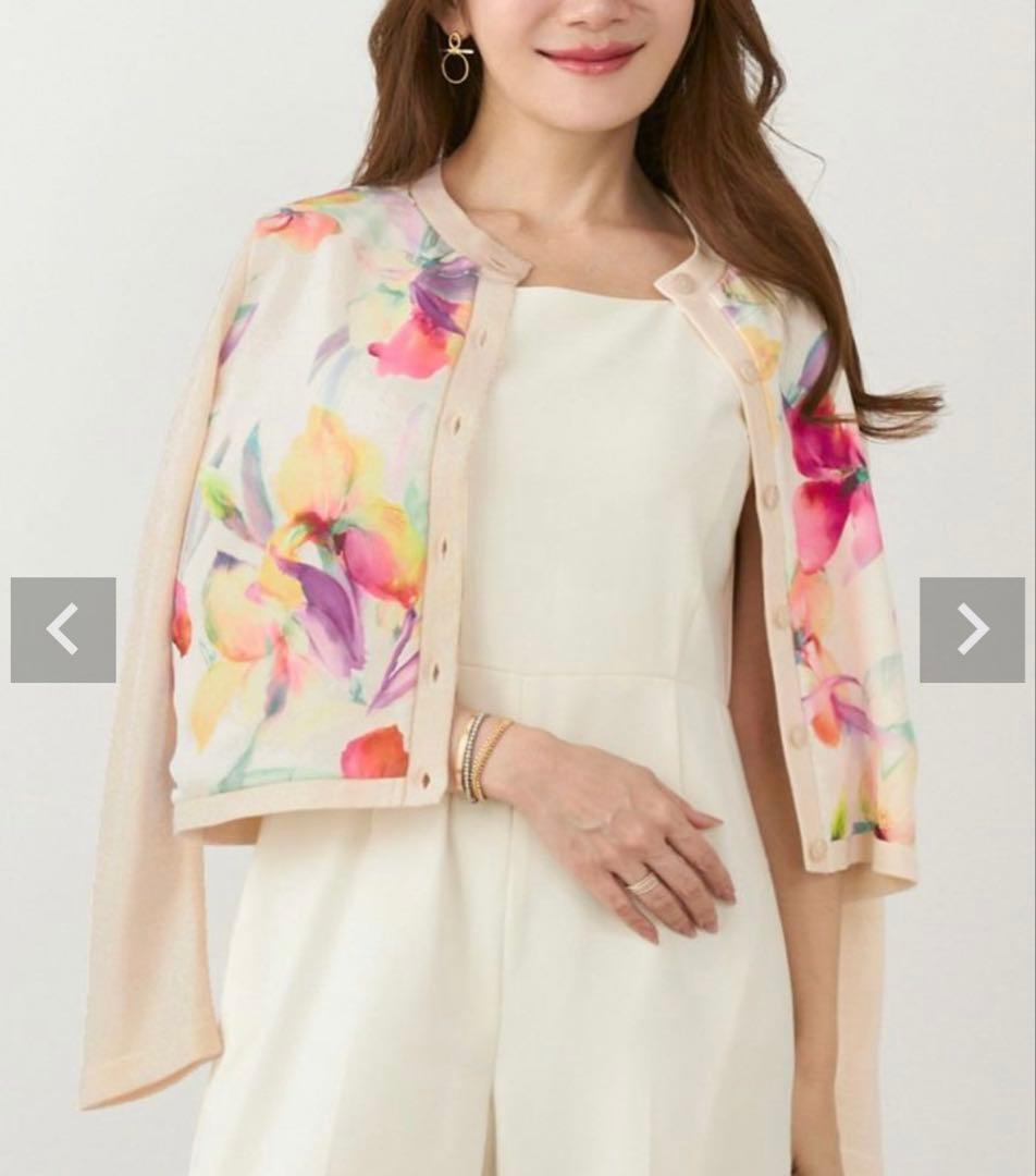 Liala×PG イタリープリント 丸首 ニット カーディガン