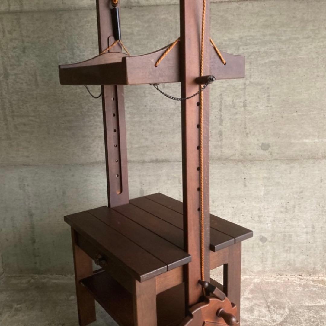 オールドカリモク ラック キャビネット 飾り棚 滑車 木製 レア 希少 レトロ