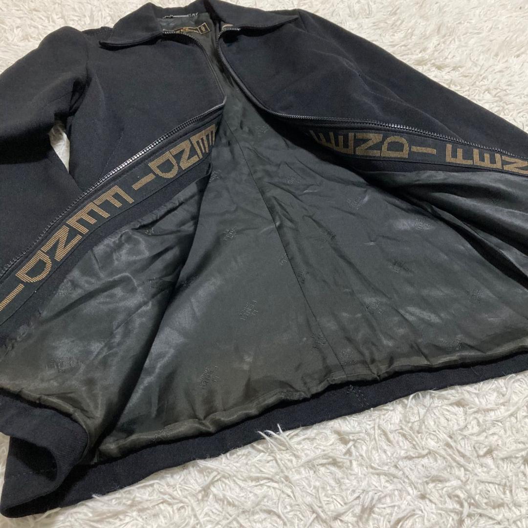 14442✨フェンディ 40 ロゴライン ウール ジップコート 黒 ブラック