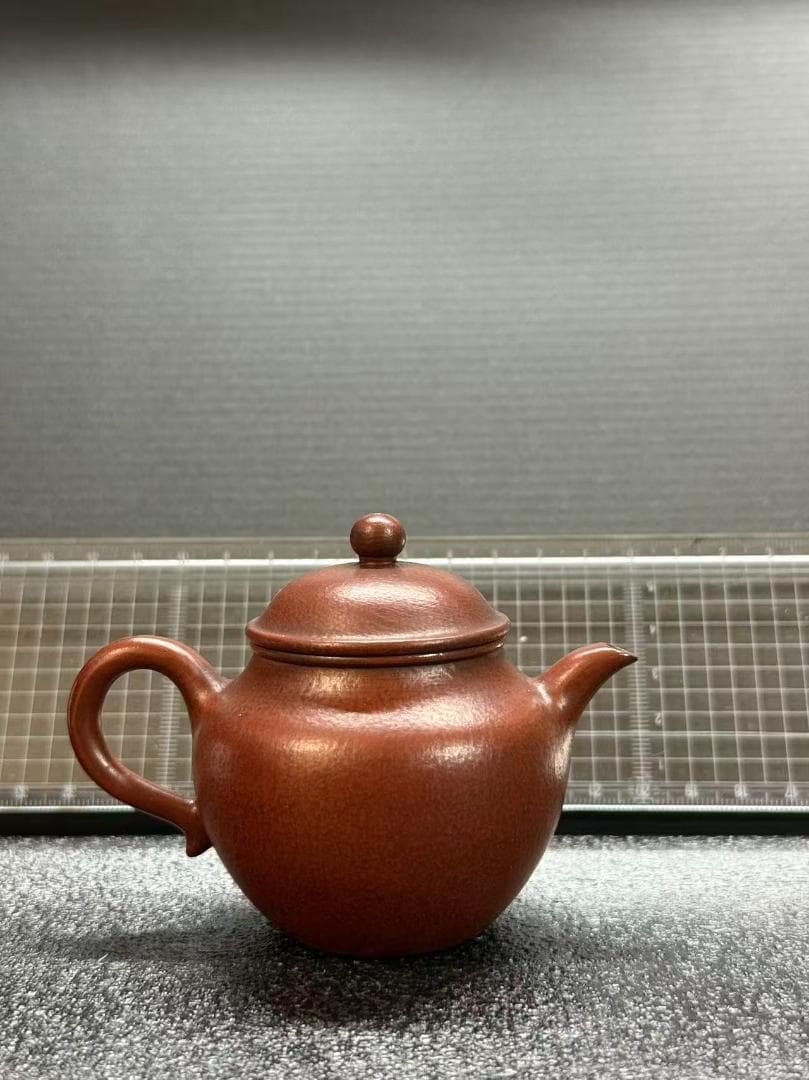 【孟臣 底款 刻漢詩 玉乳長流不絶香】紫砂壷 朱泥 段泥 煎茶道具 急須 単孔口